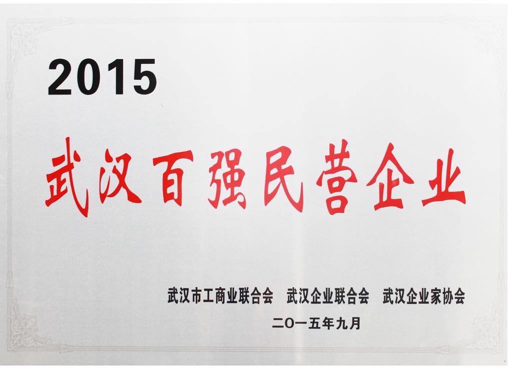 天鸣集团入围“2015武汉民营企业100强”